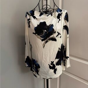 NWOT St John Floral 3/4 Sleeve Blouse Size Medium